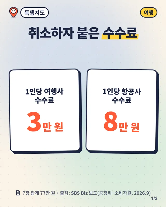 항공권 7장 취소하니 수수료 77만 원, 공정위·소비자원 추석 항공 피해주의보 영상 장면